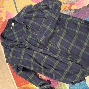 BDG Blue and Green Plaid Button Down Shirt